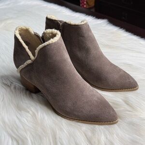 Seychelles Tan Suede Faux Shearling Lined Ankle Boots